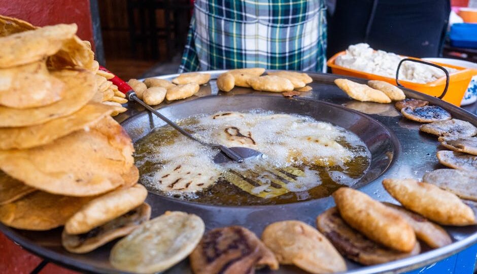 Close-up of traditional Mexican fry bread being cooked in Puebla, Mexico.