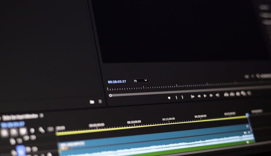 Close-up of a video editing software interface showing timeline and controls.